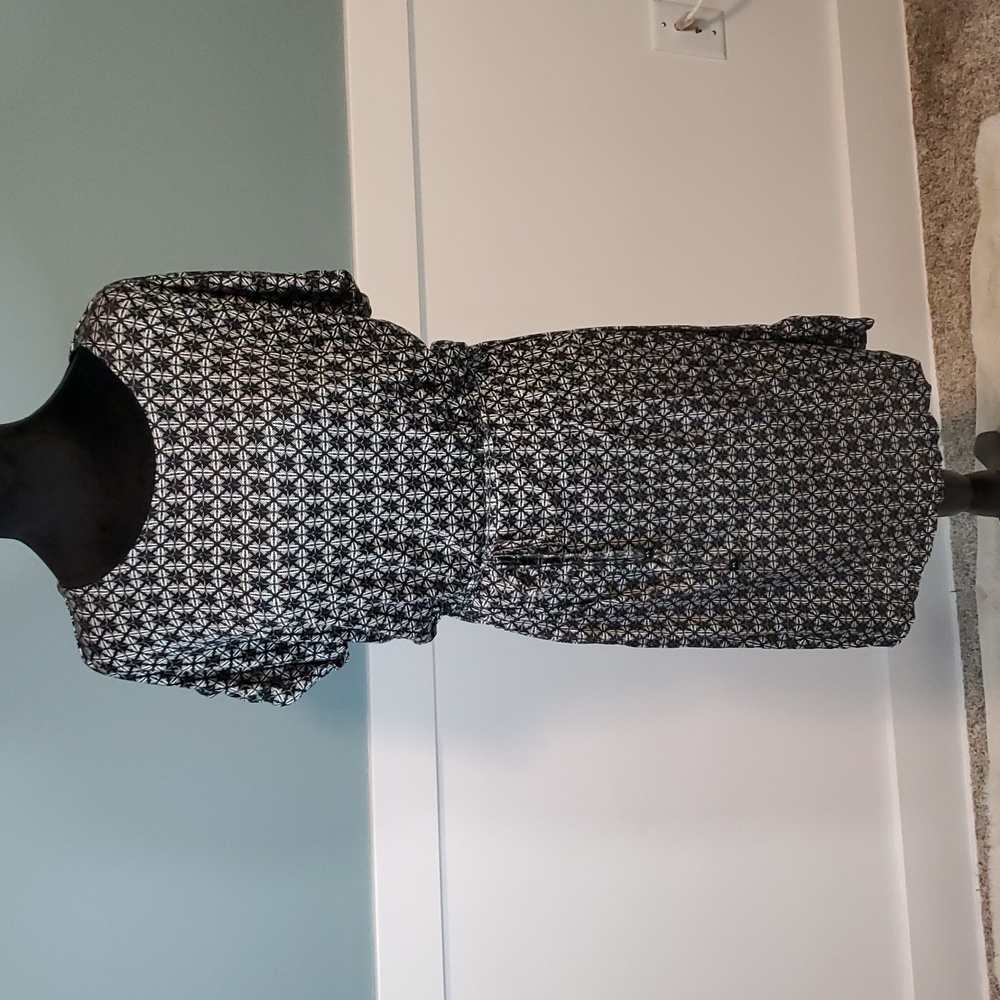 Jean Pascale Dress Tie Waist Black/white M
